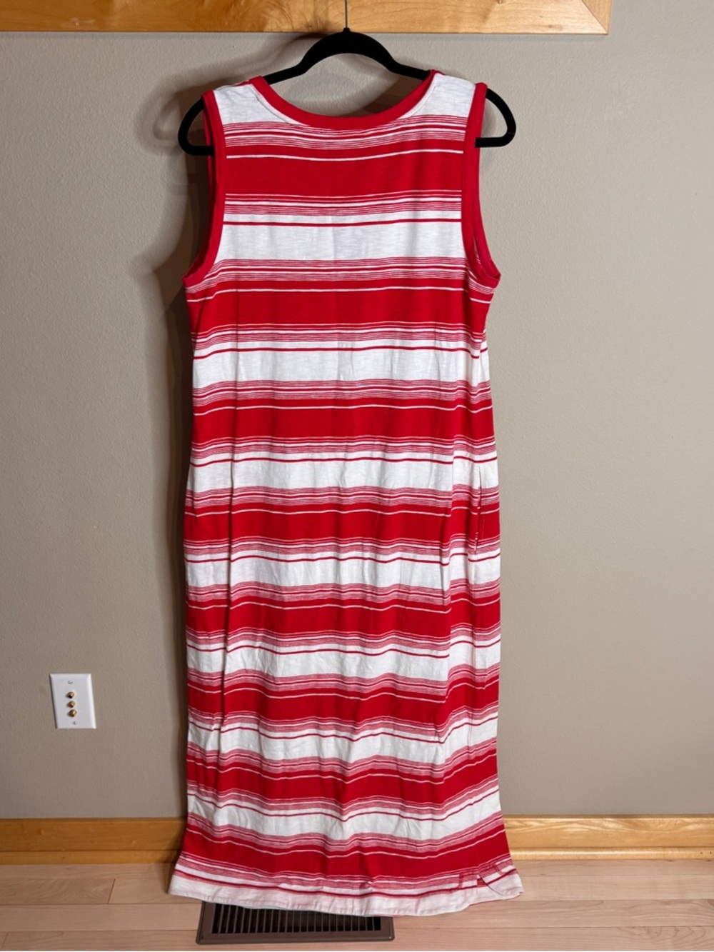 Talbots Workout Red and White Striped Sleeveless Maxi Dress - Picture 2 of 3
